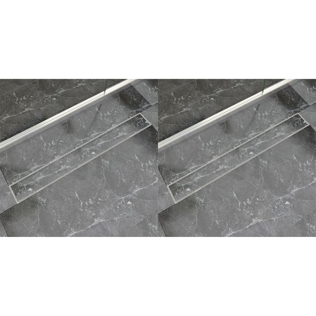 VidaXL Dreno de chuveiro linear 2 pcs 930x140 mm aço inoxidável
