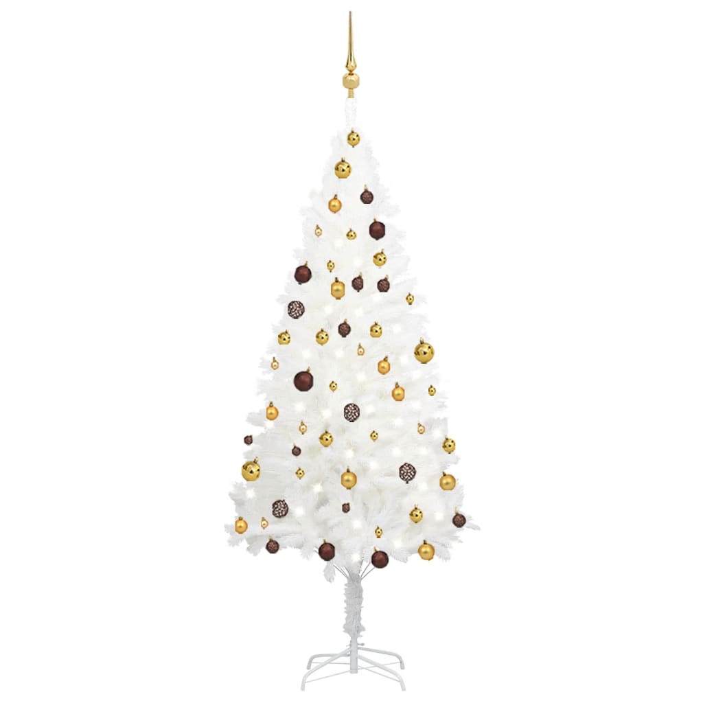 vidaXL Árvore Natal artificial pré-iluminada c/ bolas 180 cm branco