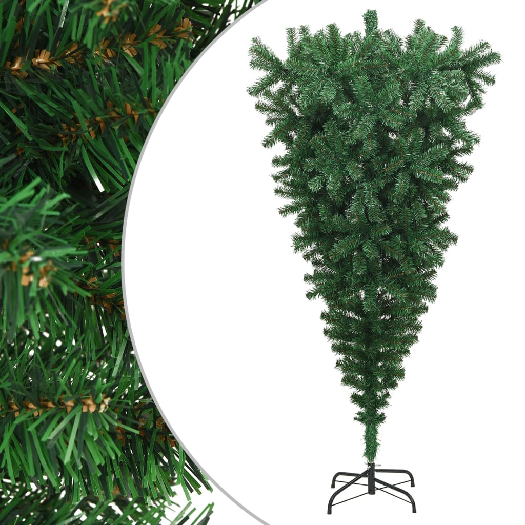 vidaXL Árvore de Natal artificial invertida com suporte 180 cm verde