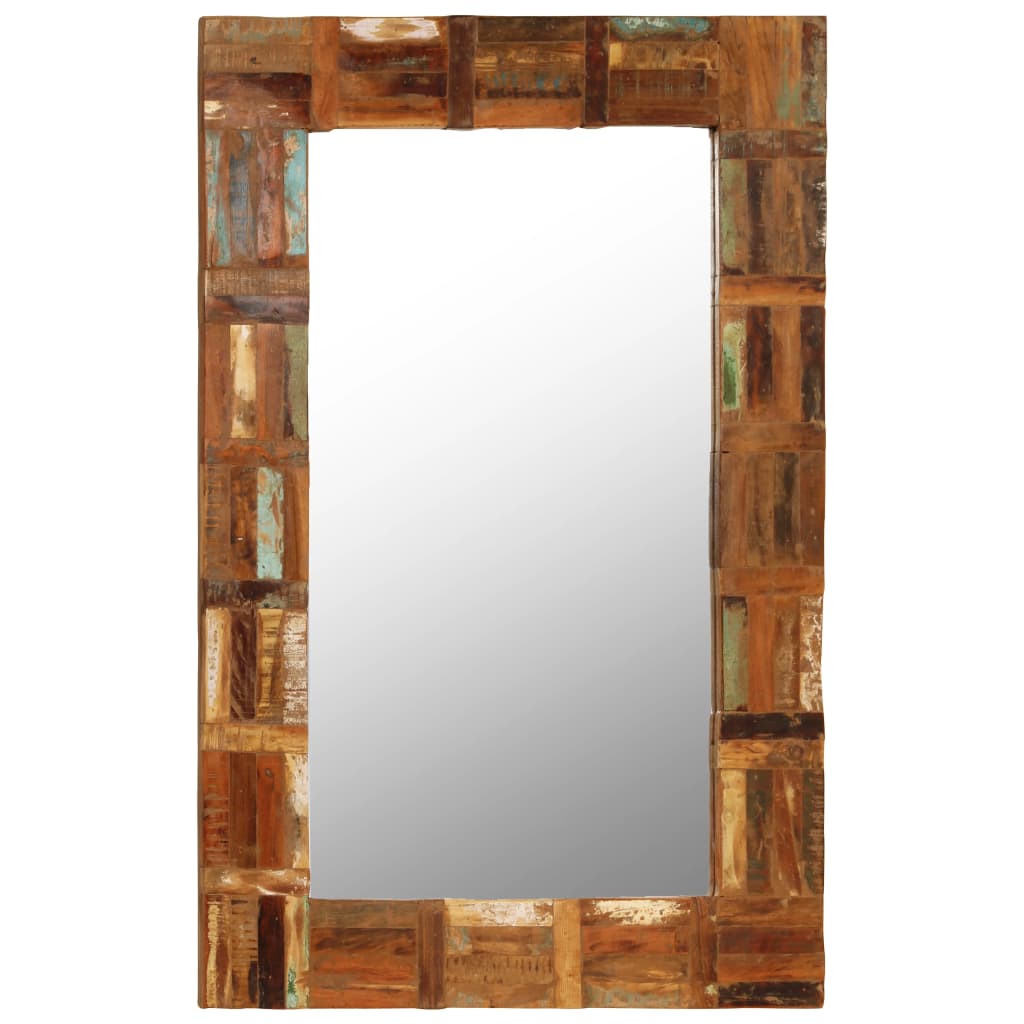 vidaXL Espelho de parede em madeira recuperada maciça 60x90 cm