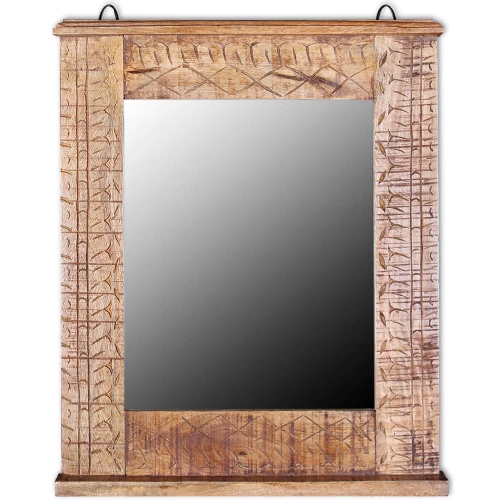 vidaXL Móvel toucador para WC c/ espelho, madeira de mangueira maciça