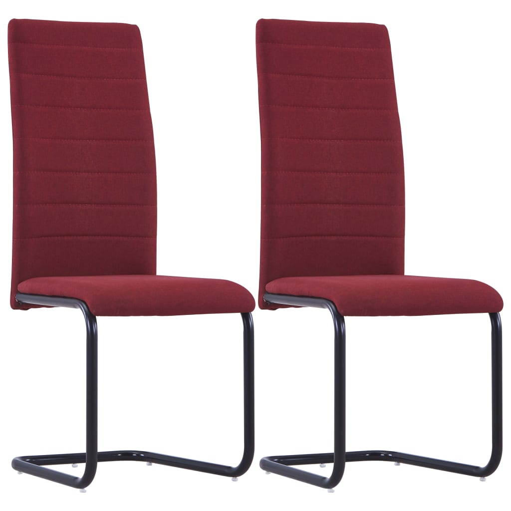 vidaXL Cadeiras de jantar cantilever 2 pcs tecido vermelho tinto