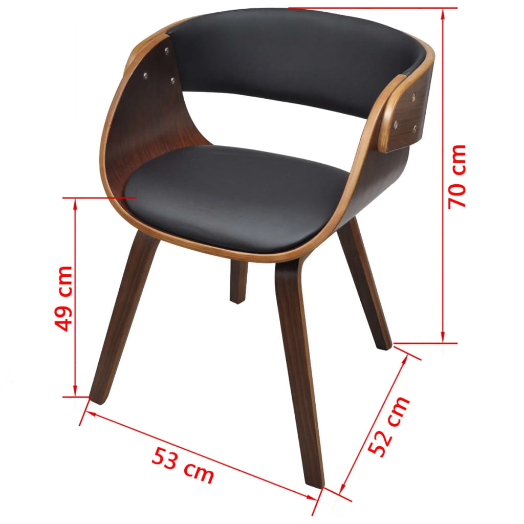 vidaXL Cadeiras jantar 2 pcs madeira curvada couro artificial castanho