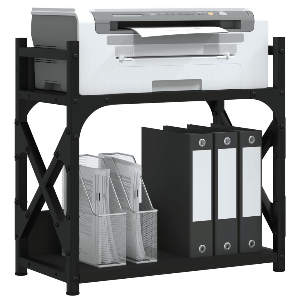vidaXL Suporte impressora 2 prateleiras 40x20x40 deriv. madeira preto