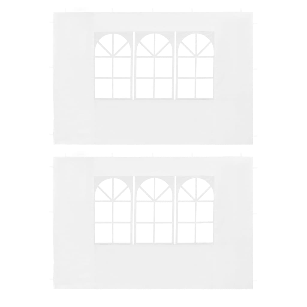 vidaXL Parede lateral com janela p/ tenda de festas 2 pcs PE branco