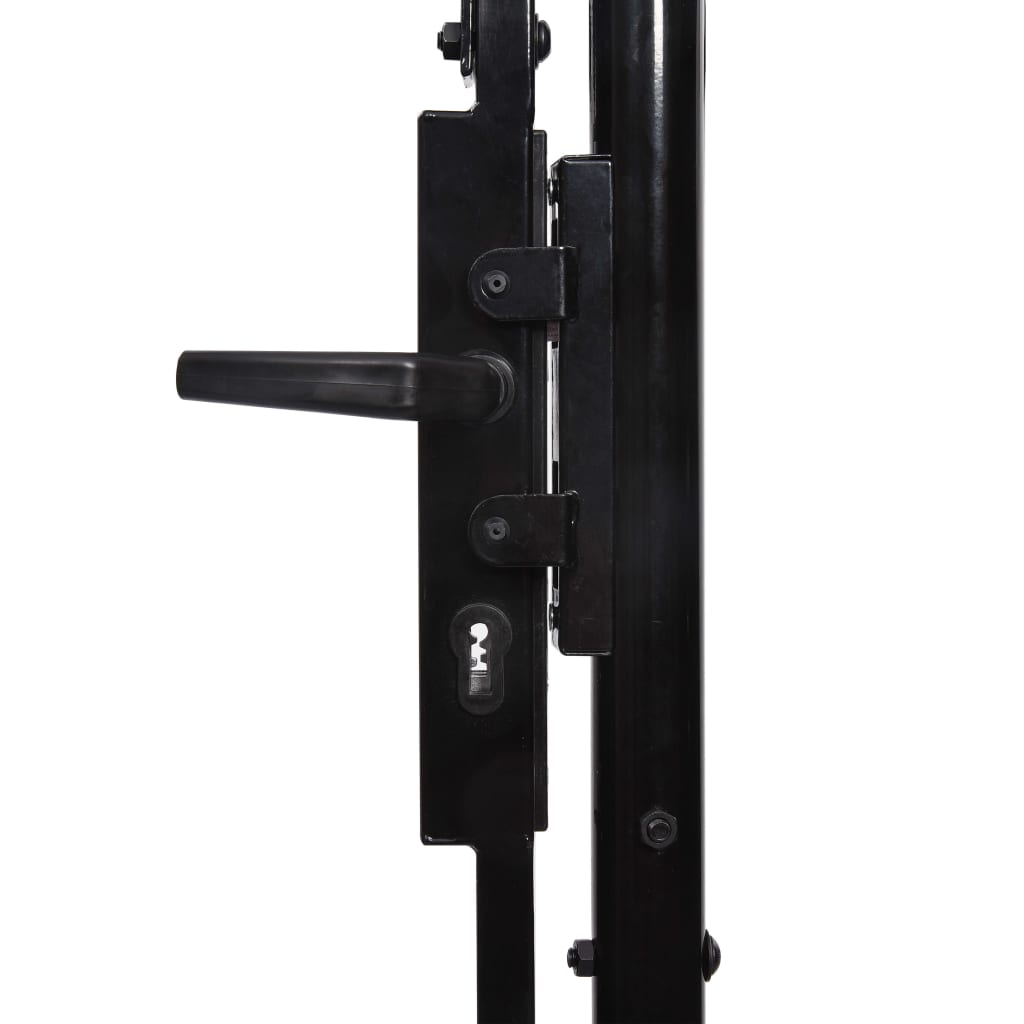 vidaXL Portão p/ cerca porta dupla topo em espetos 3x1,75 m aço preto