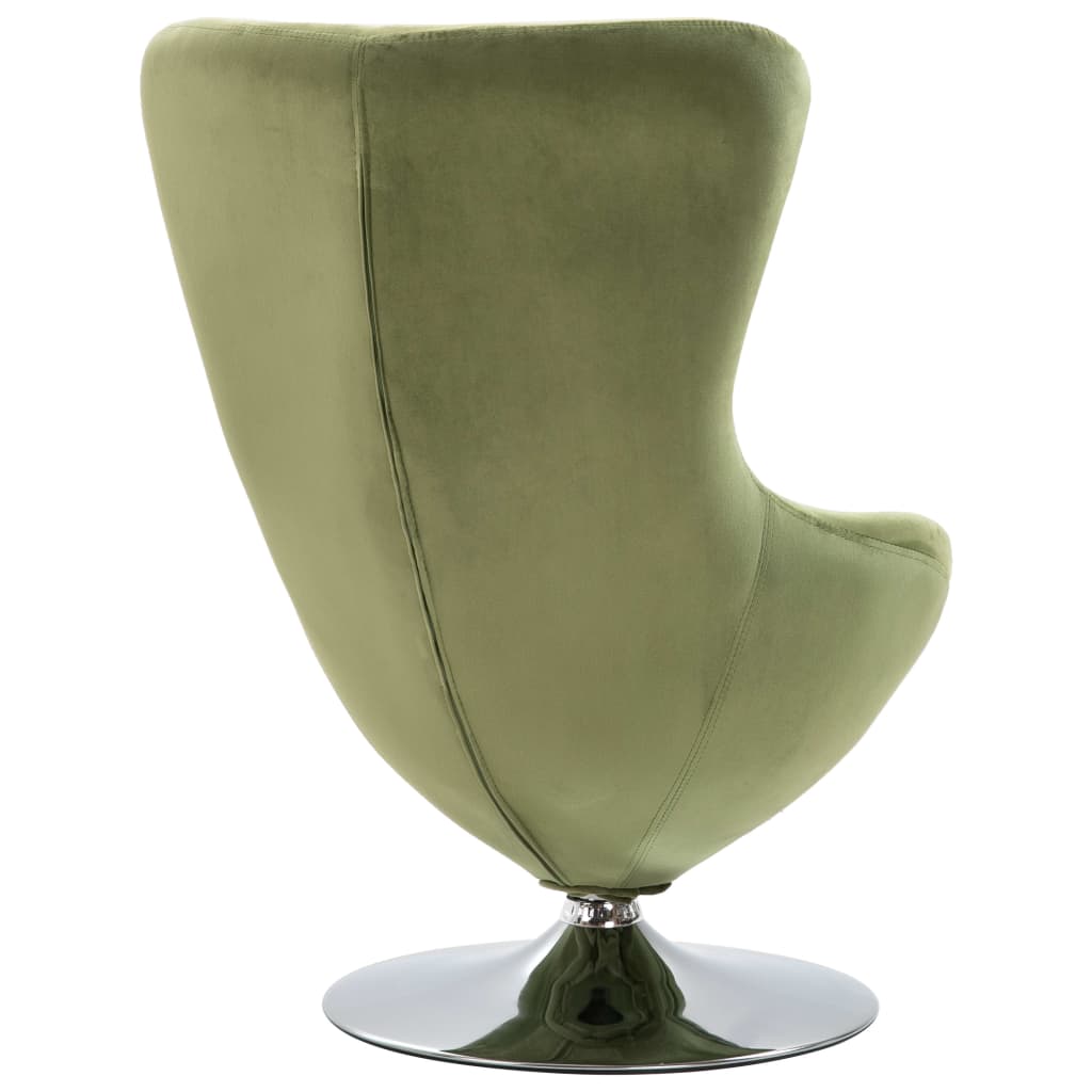 vidaXL Cadeira giratória forma de ovo c/ almofadão veludo verde-claro