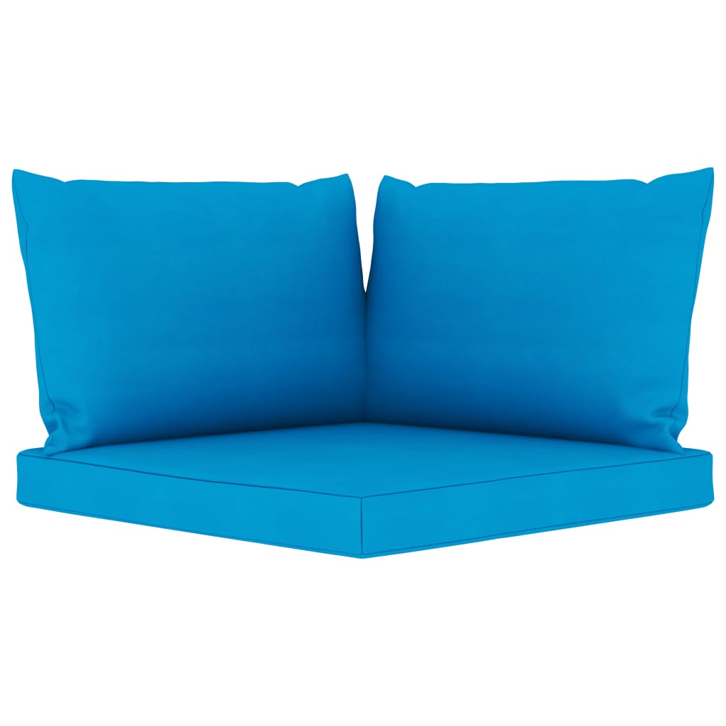 vidaXL 6 pcs conjunto lounge de jardim c/ almofadões azul-claro pinho