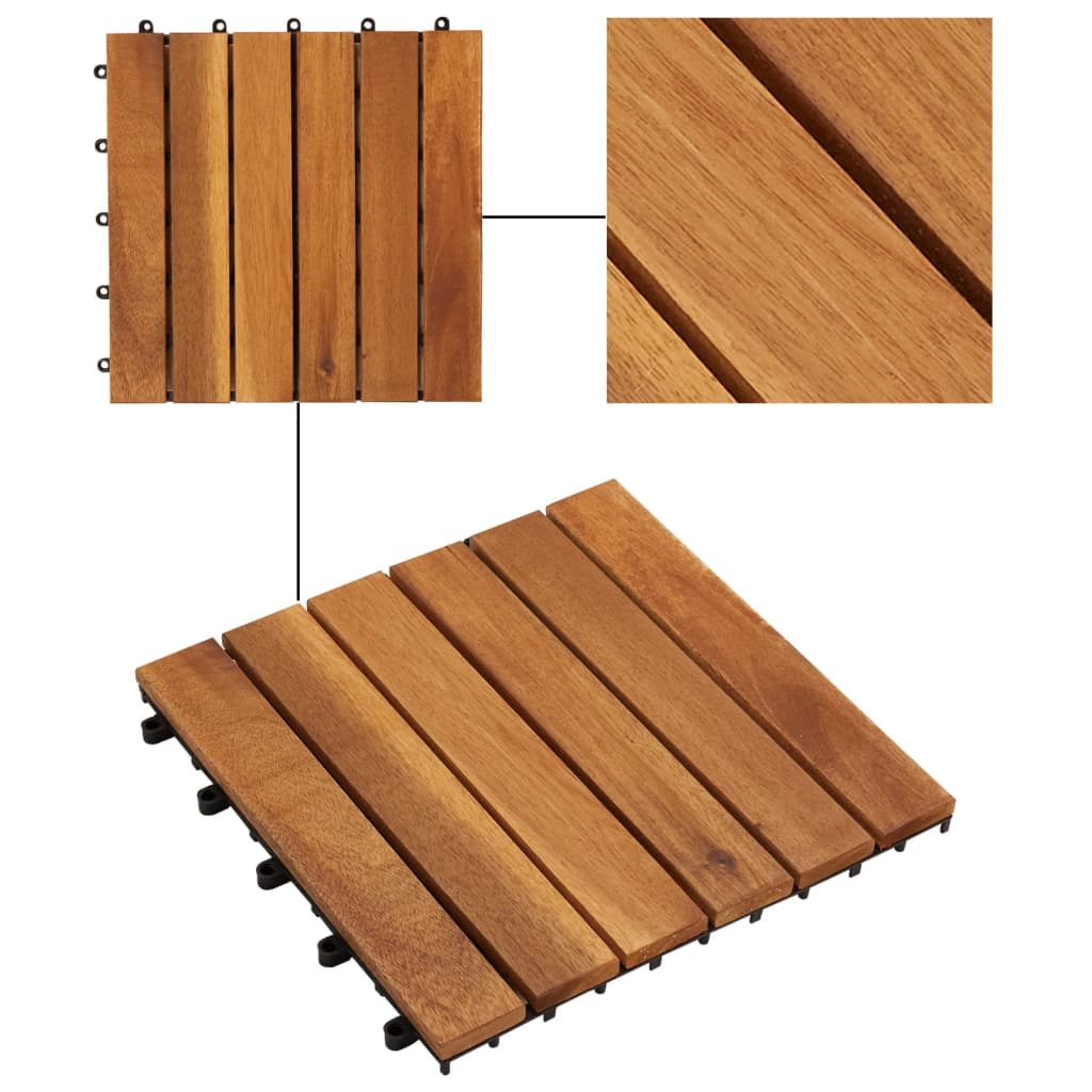 Ladrilho-pavimento madeira, padrão vertical, 20 pcs, 30 x 30 cm acácia