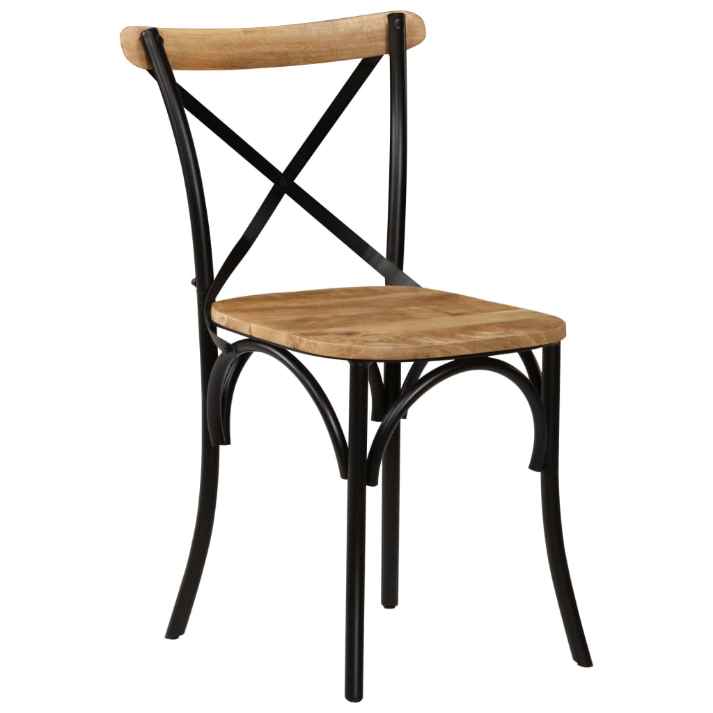 vidaXL Cadeiras costas em cruz 6 pcs madeira mangueira maciça preto