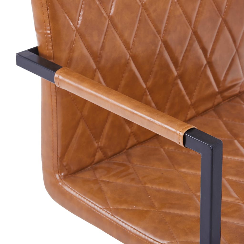 vidaXL Cadeiras de jantar cantilever 2 pcs couro artificial conhaque
