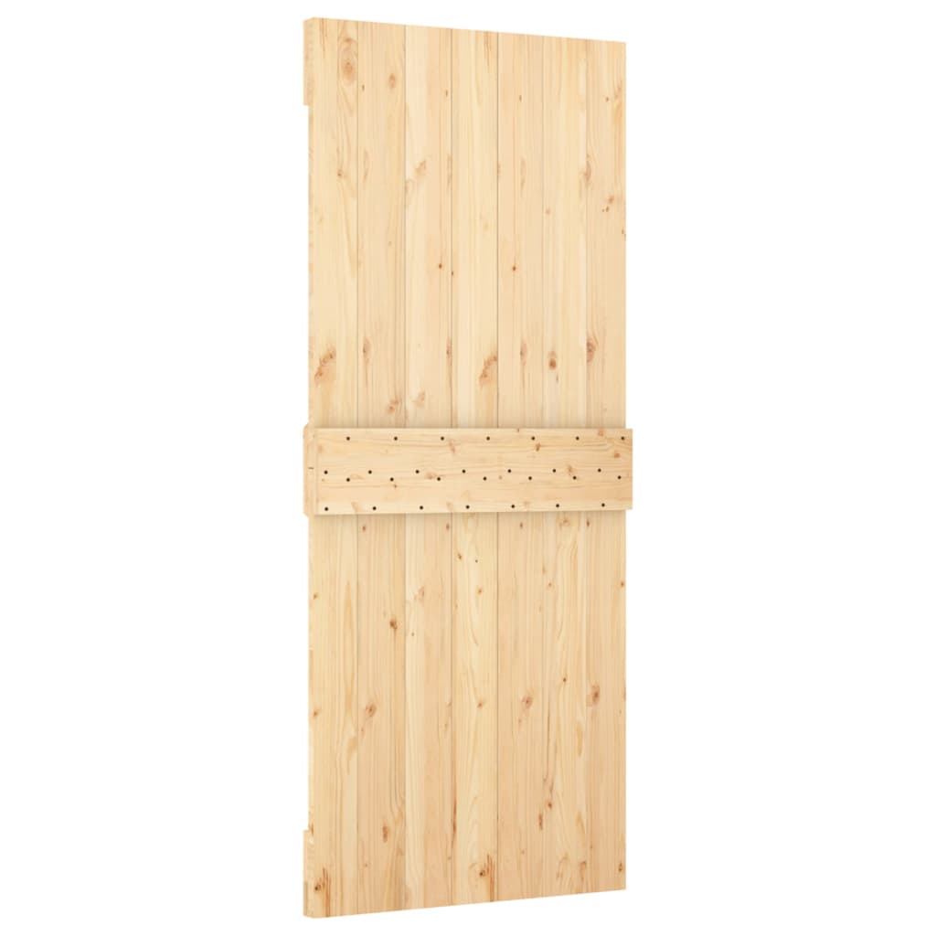 vidaXL Porta de correr com ferragens 85x210 cm madeira de pinho maciça