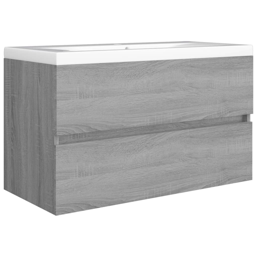 vidaXL Móvel p/ lavatório 80x38,5x45 cm derivados madeira cinza sonoma