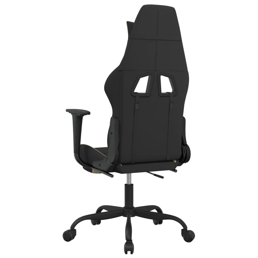 vidaxL Cadeira de gaming com apoio de pés tecido preto e creme