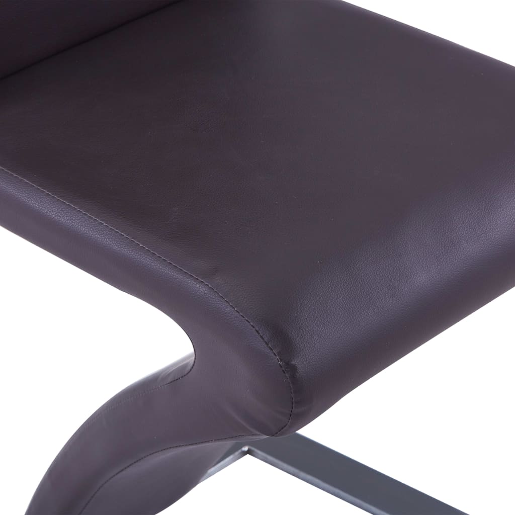 vidaXL Cadeiras de jantar ziguezague 2 pcs couro artificial castanho
