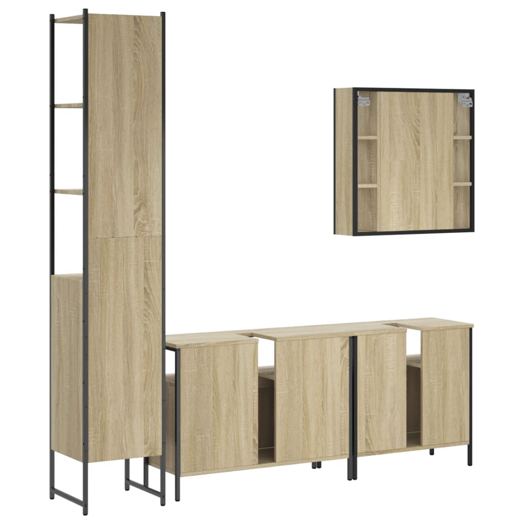vidaXL 4 pcs conj. móveis casa banho derivados madeira carvalho sonoma