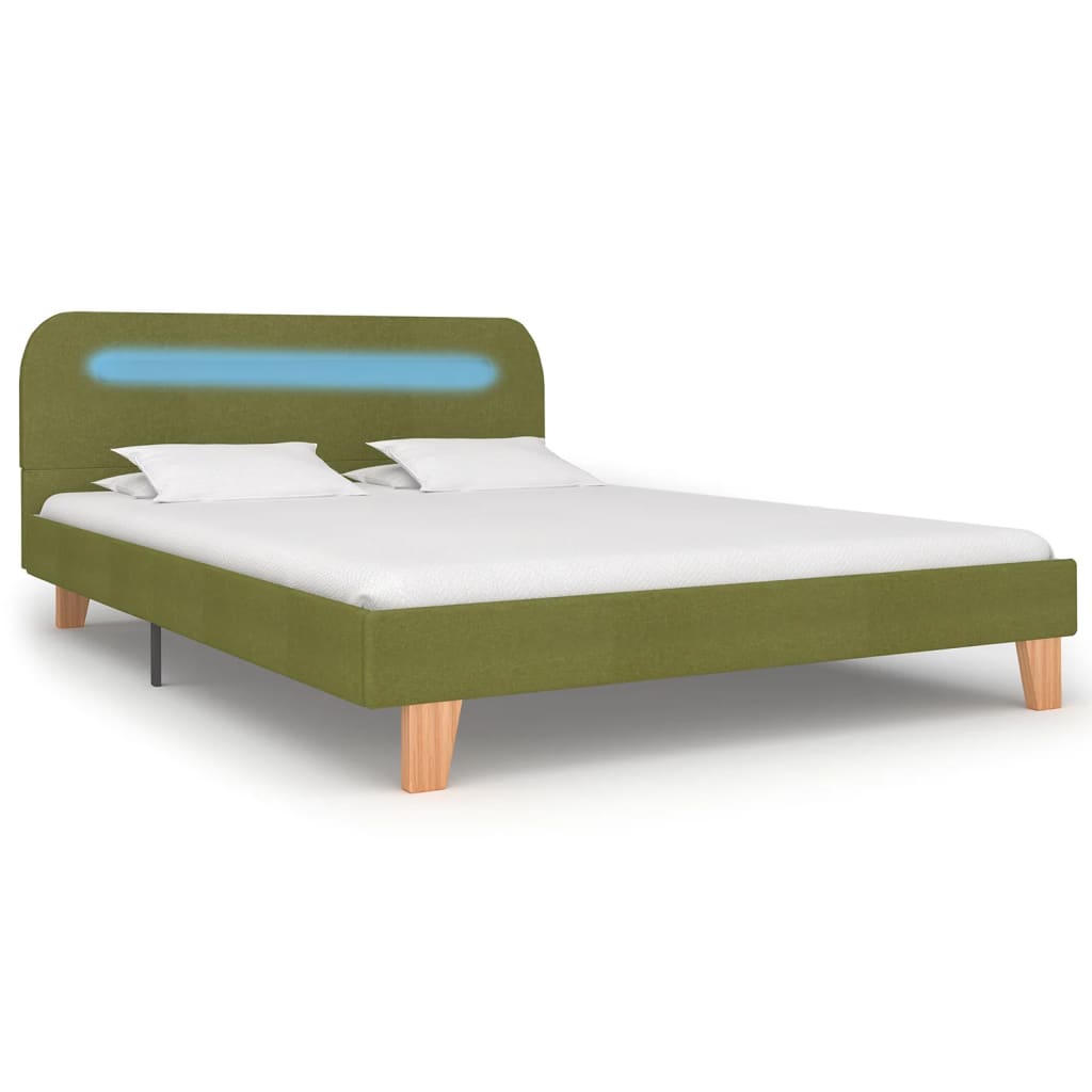 vidaXL Estrutura de cama com LED em tecido 140x200 cm verde