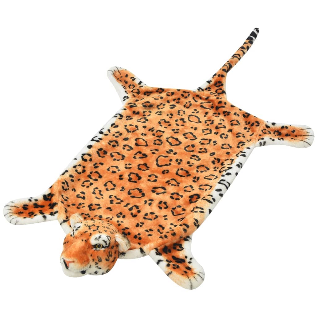 vidaXL Tapete leopardo de pelúcia, 139 cm, castanho
