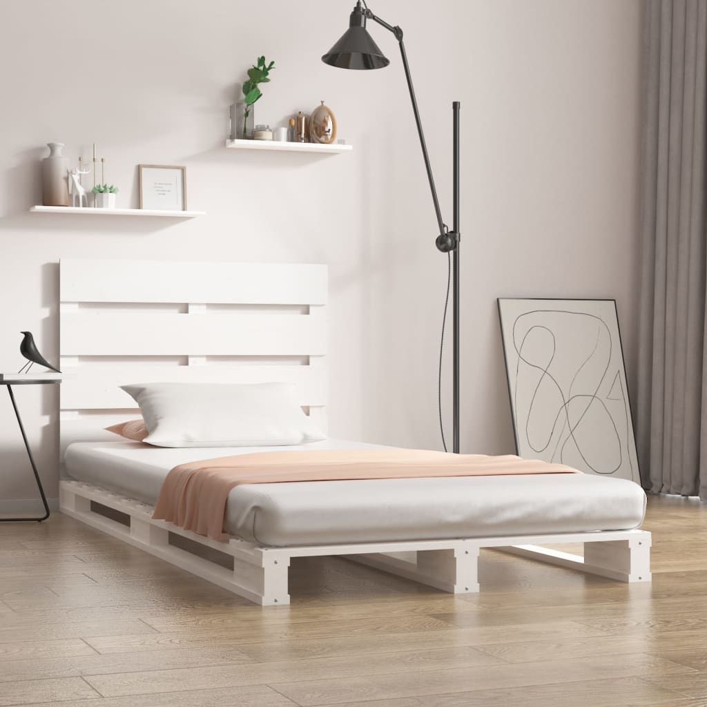 vidaXL Estrutura de cama 100x200 cm madeira de pinho maciça branco