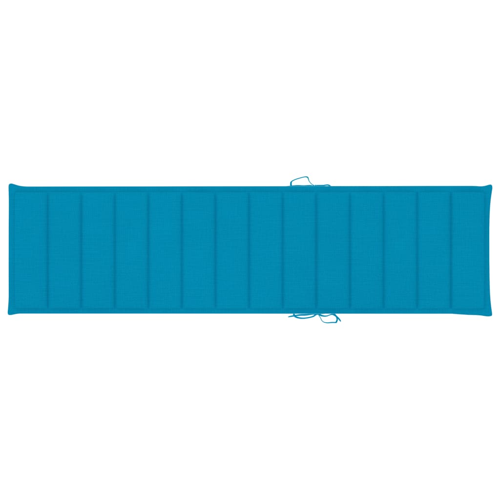 vidaXL Espreguiçadeira com almofadão azul madeira de teca maciça