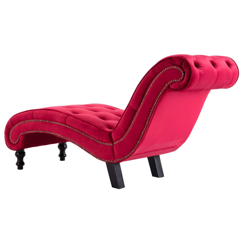 vidaXL Chaise longue em veludo vermelho