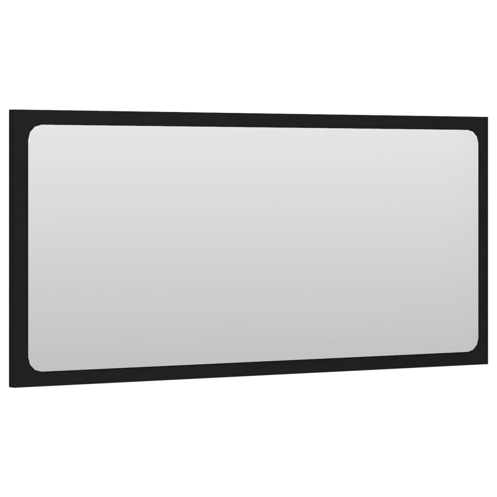 vidaXL Espelho de casa de banho 80x1,5x37 cm contraplacado preto
