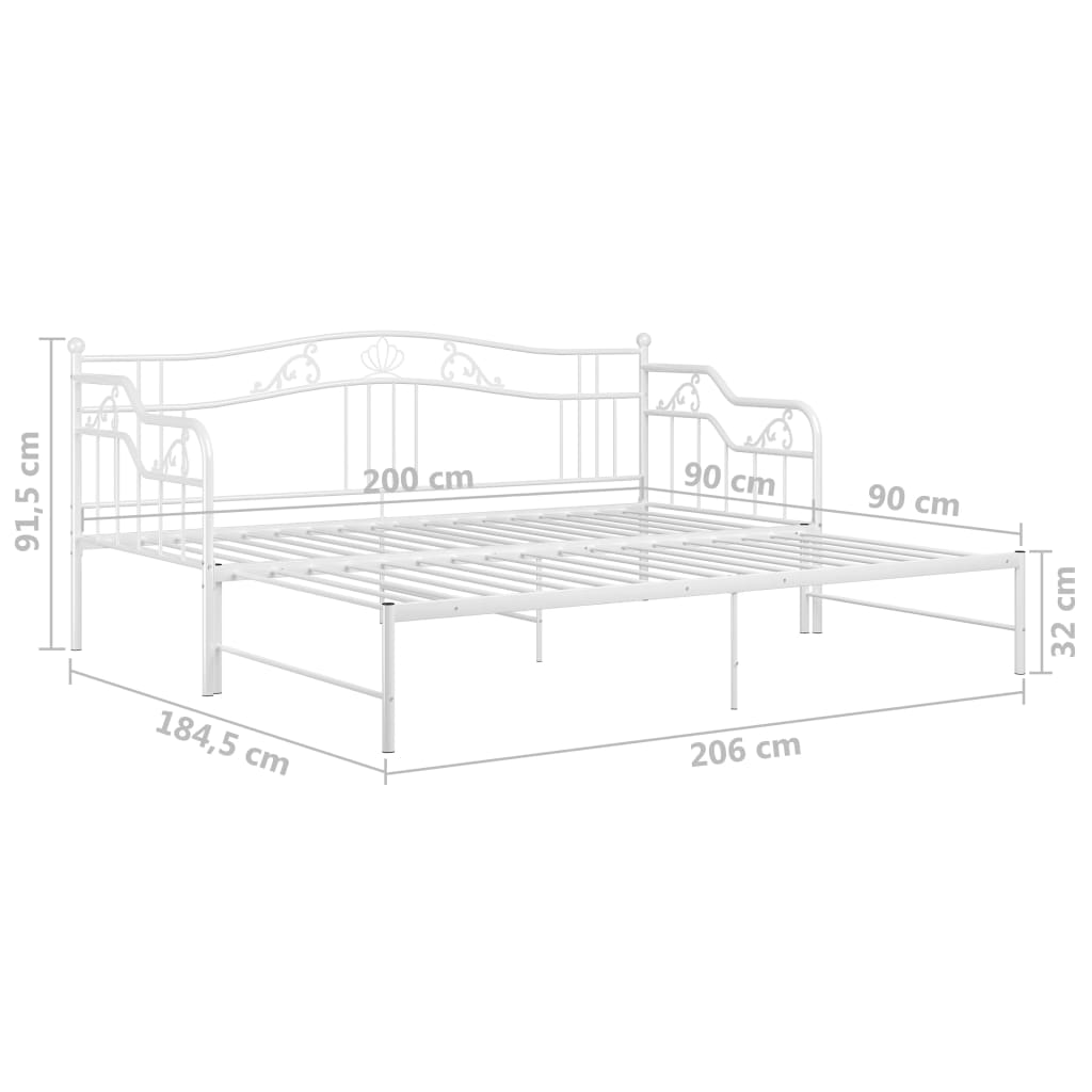 vidaXL Estrutura sofá-cama de puxar 90x200 cm metal branco