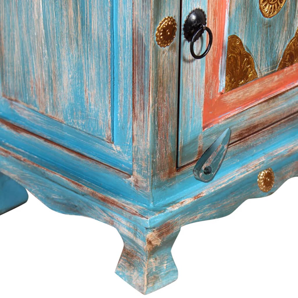 VidaXL Mesa de cabeceira madeira de mangueira maciça azul
