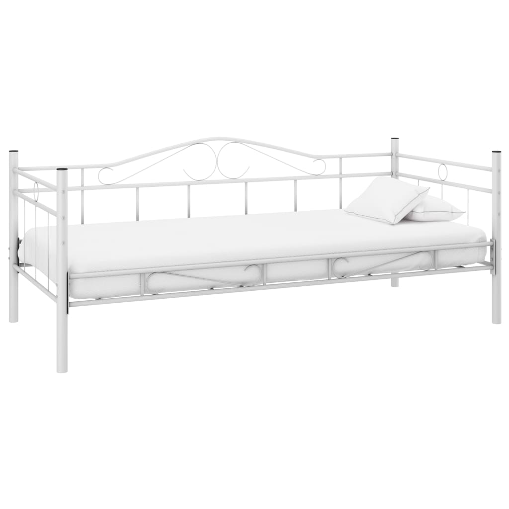 vidaXL Sofá-cama com colchão 90x200 cm metal branco