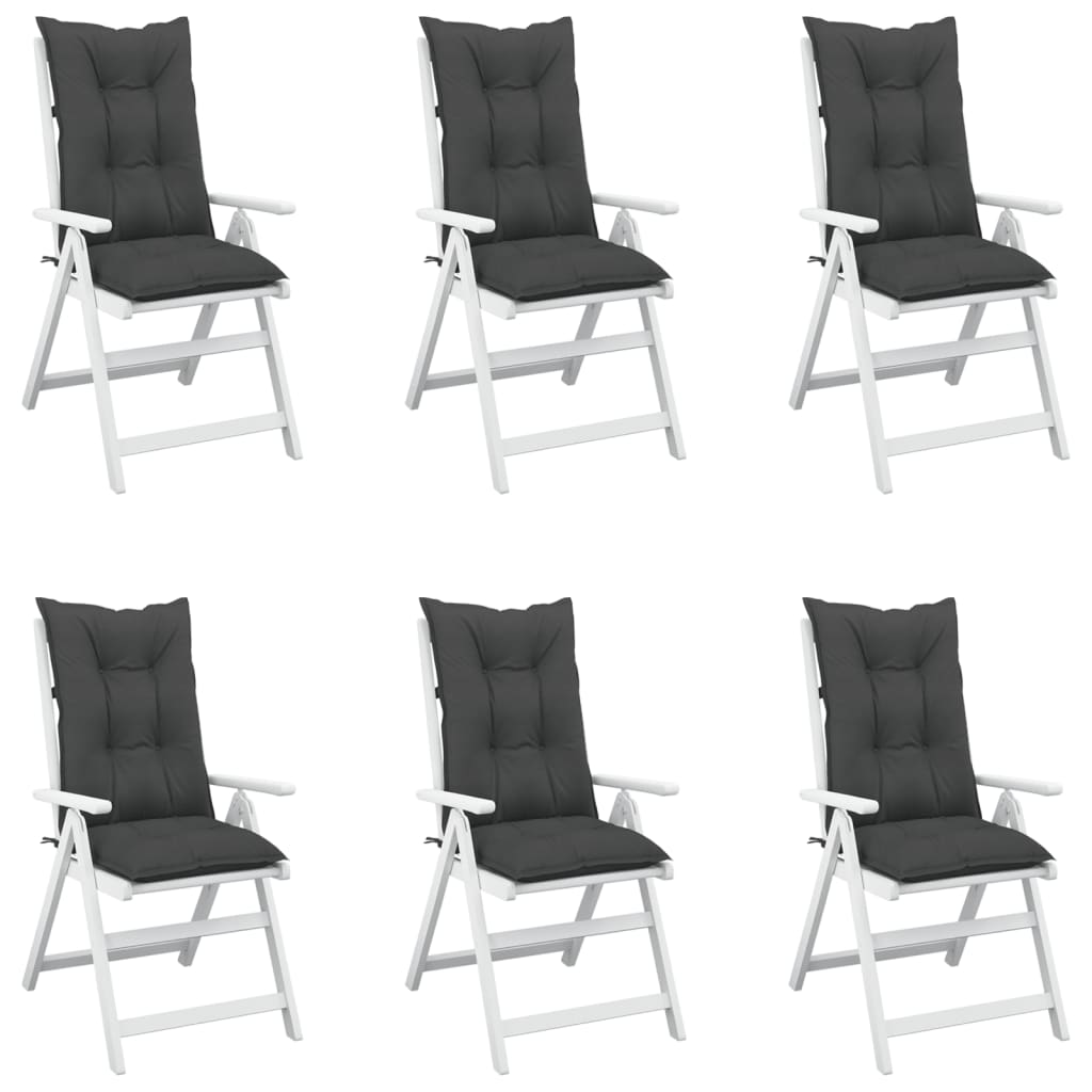 vidaXL Almofadões para cadeiras altas de jardim 6 pcs tecido antracite