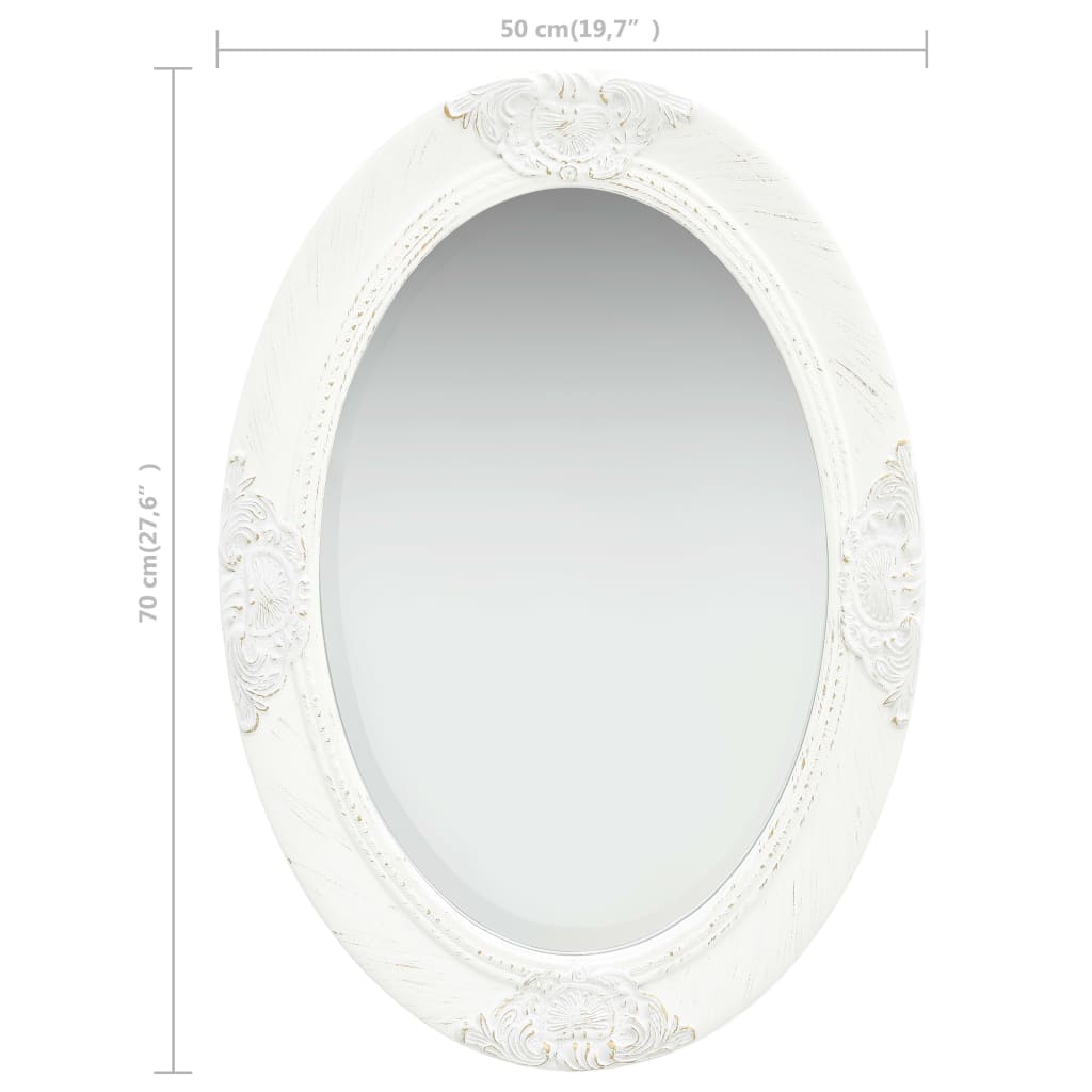 vidaXL Espelho de parede estilo barroco 50x70 cm branco