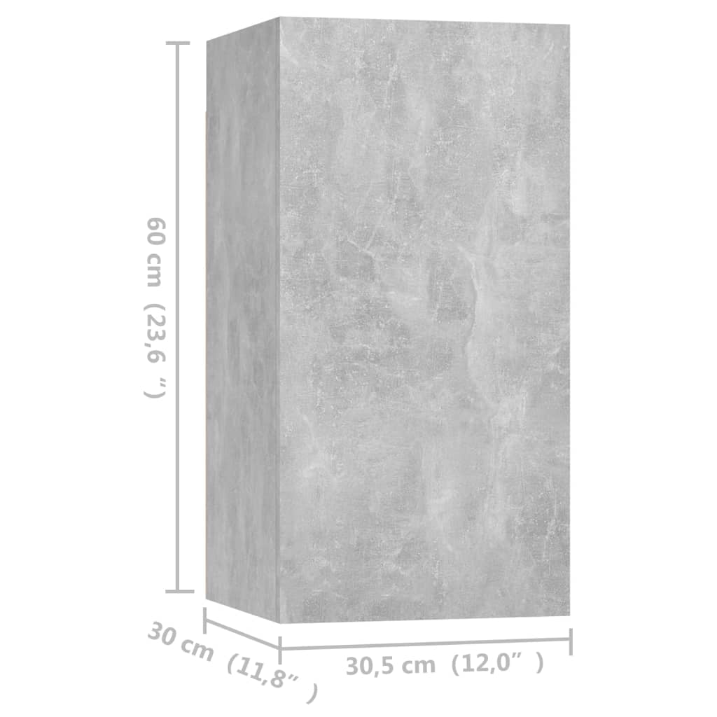 vidaXL Móvel de TV 30,5x30x60 cm contraplacado cinzento cimento