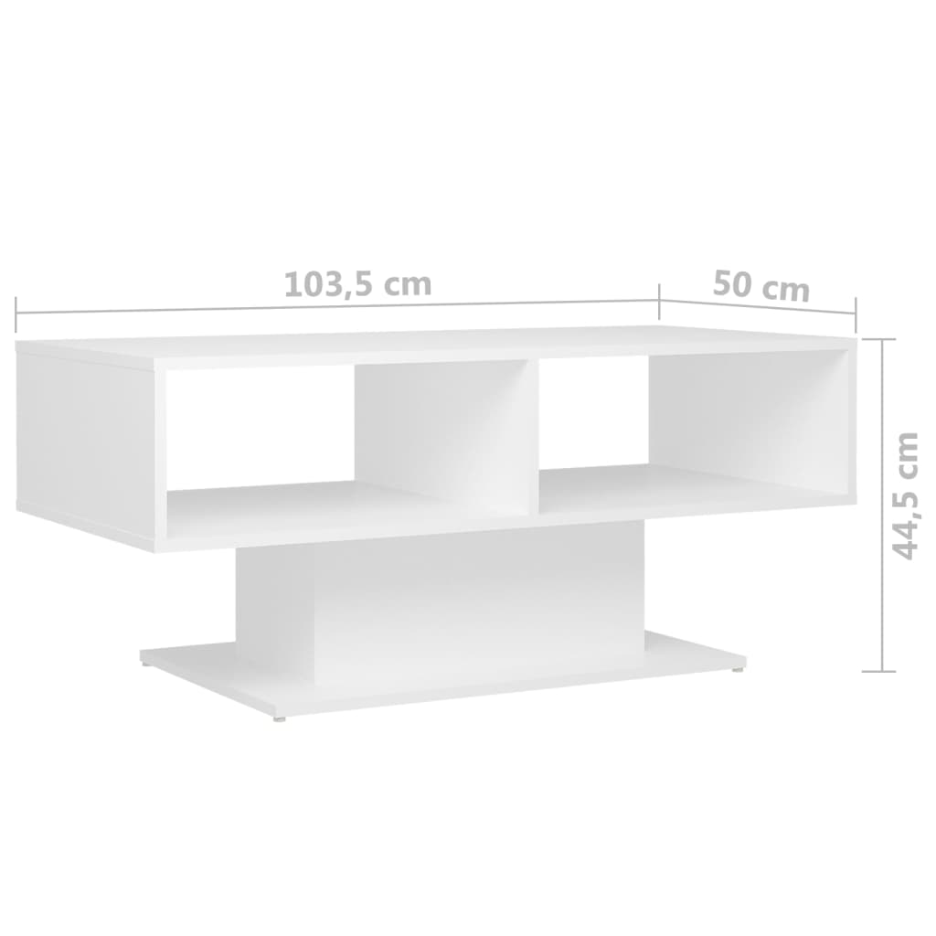 vidaXL Mesa de centro 103,5x50x44,5 cm contraplacado branco