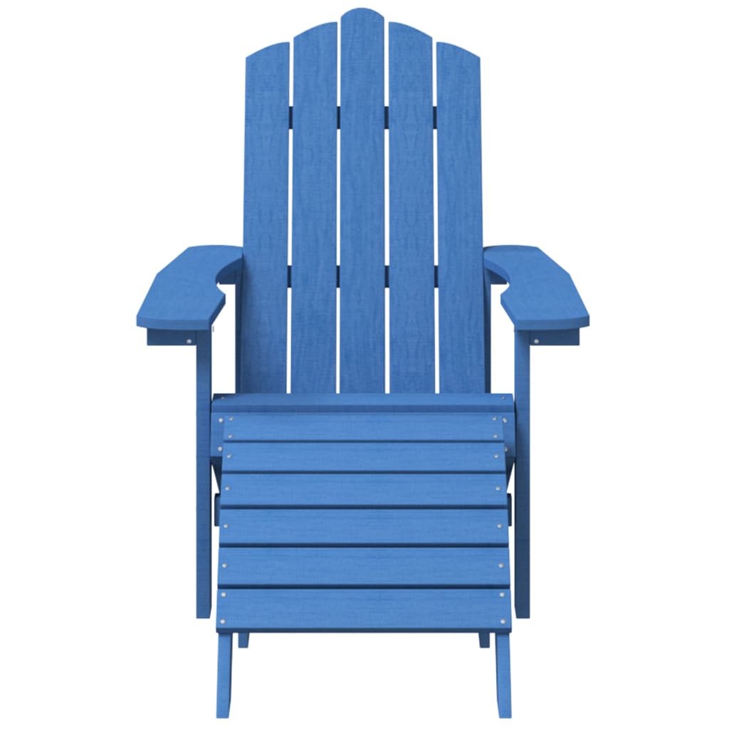 vidaXL Cadeira jardim Adirondack c/ apoio de pés/mesa PEAD ciano