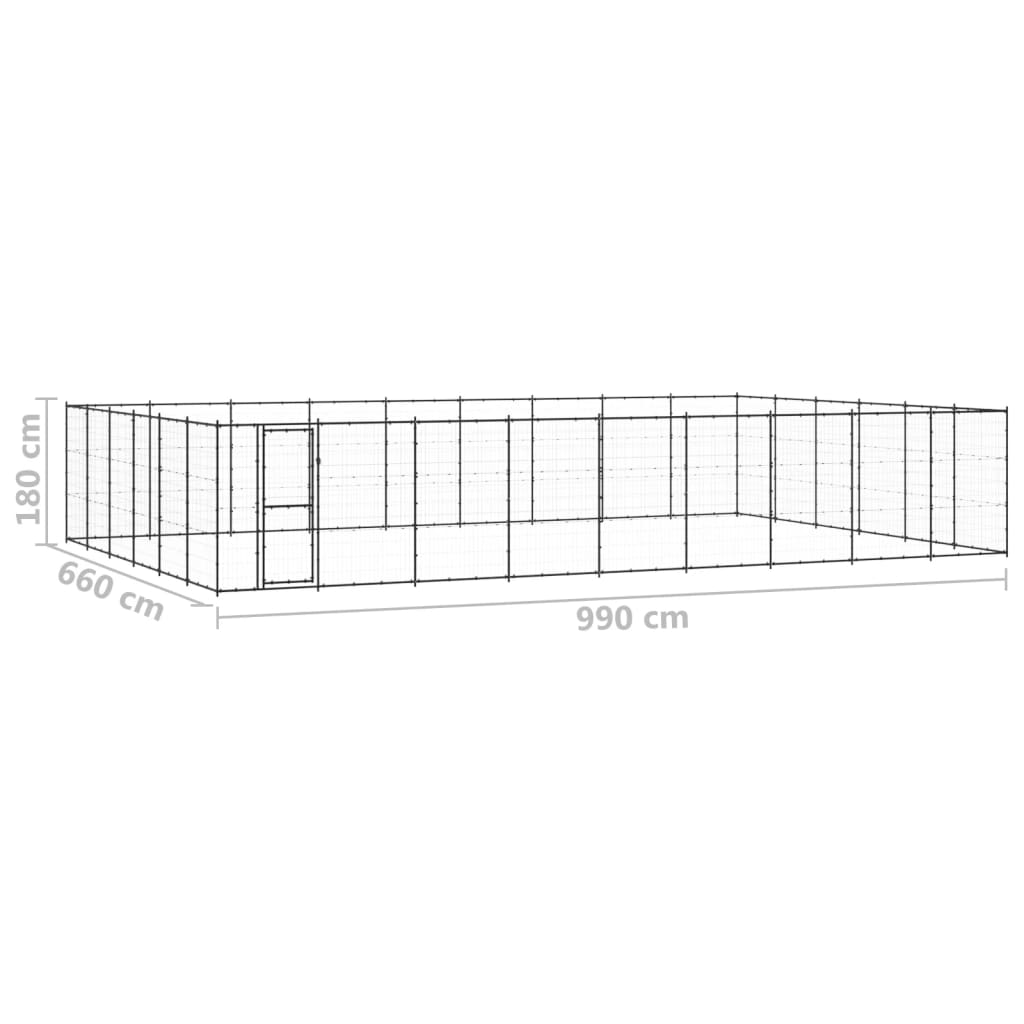 vidaXL Canil de exterior 65,34 m² aço
