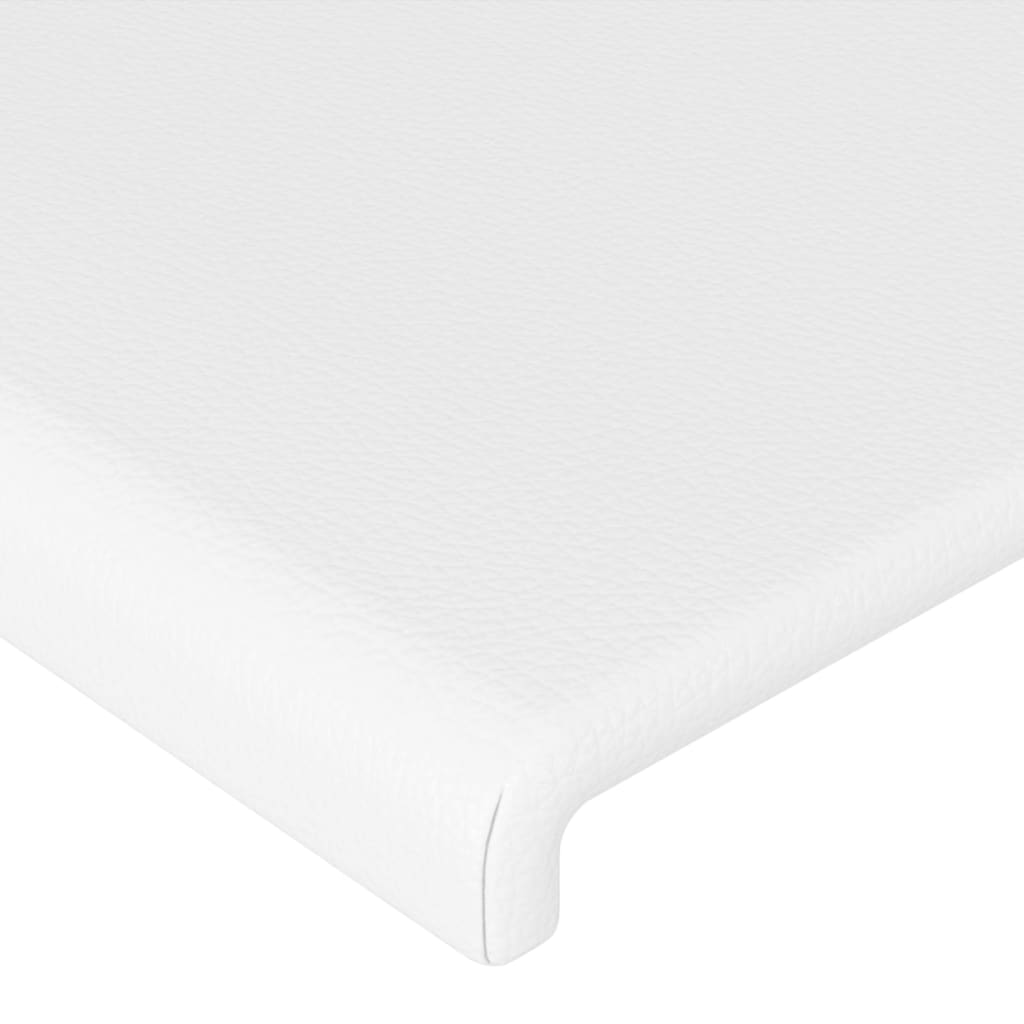 vidaXL Cabeceira de cama c/ LED couro artificial 147x16x78/88cm branco