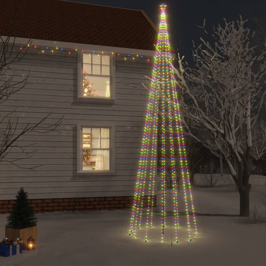 vidaXL Árvore de Natal com espigão 1134 luzes LED 800 cm colorido