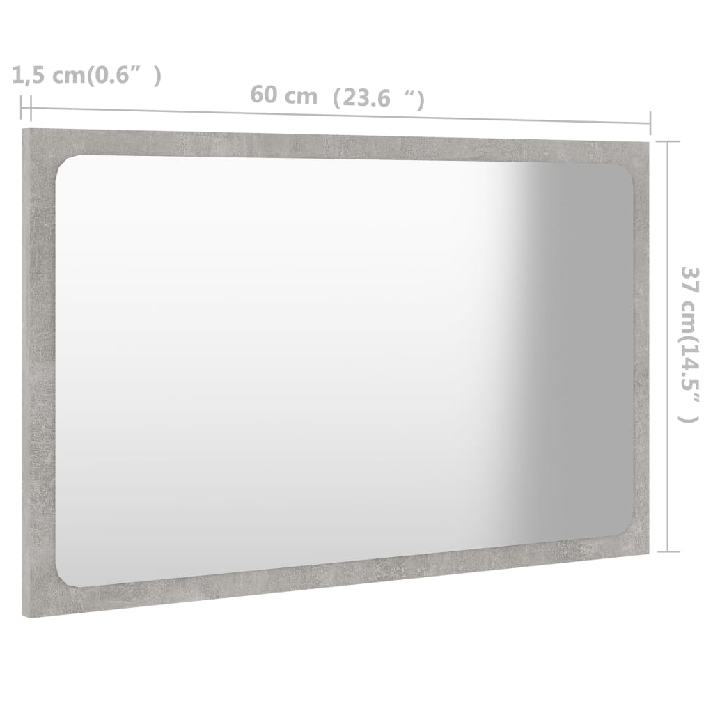 vidaXL Espelho de casa de banho 60x1,5x37 cm contrapl. cinza cimento