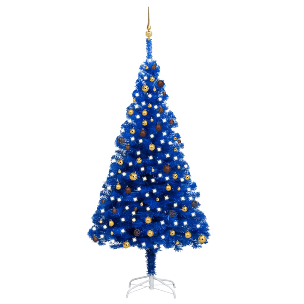 vidaXL Árvore Natal artificial pré-iluminada c/ bolas 240cm PVC azul