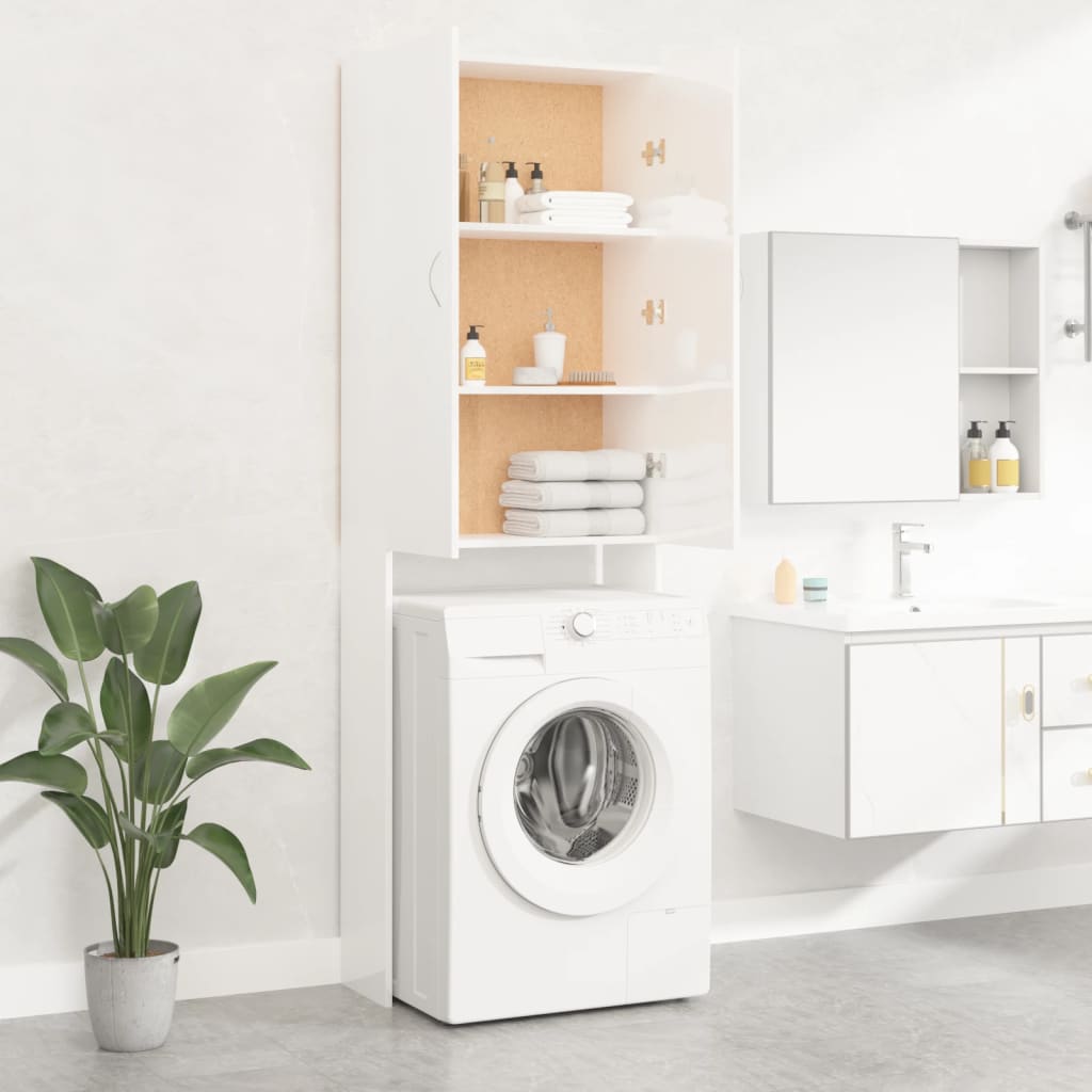 vidaXL Armário máquina lavar roupa 64x25,5x190 cm branco brilhante