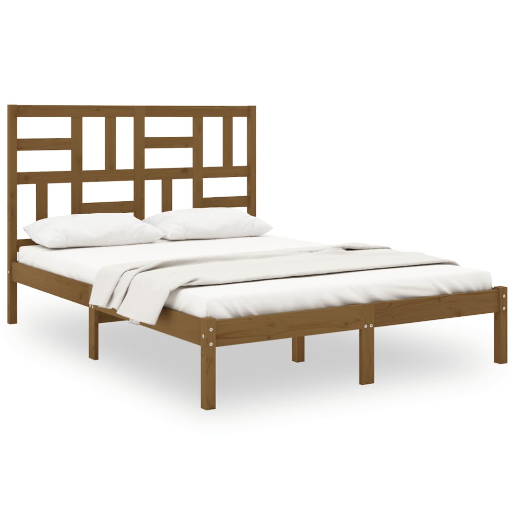 vidaXL Estrutura de cama 120x200 cm madeira maciça castanho mel