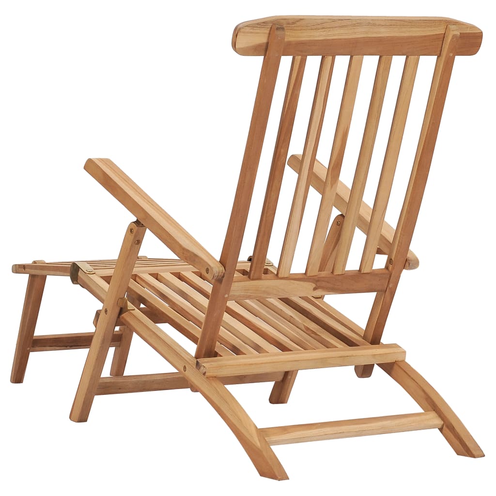 vidaXL Cadeiras de jardim c/ apoios de pés e mesa teca maciça