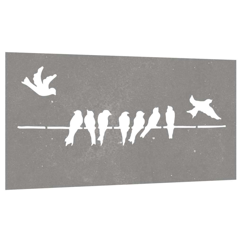 vidaXL Decoração p/ muro de jardim 105x55cm aço corten design pássaros