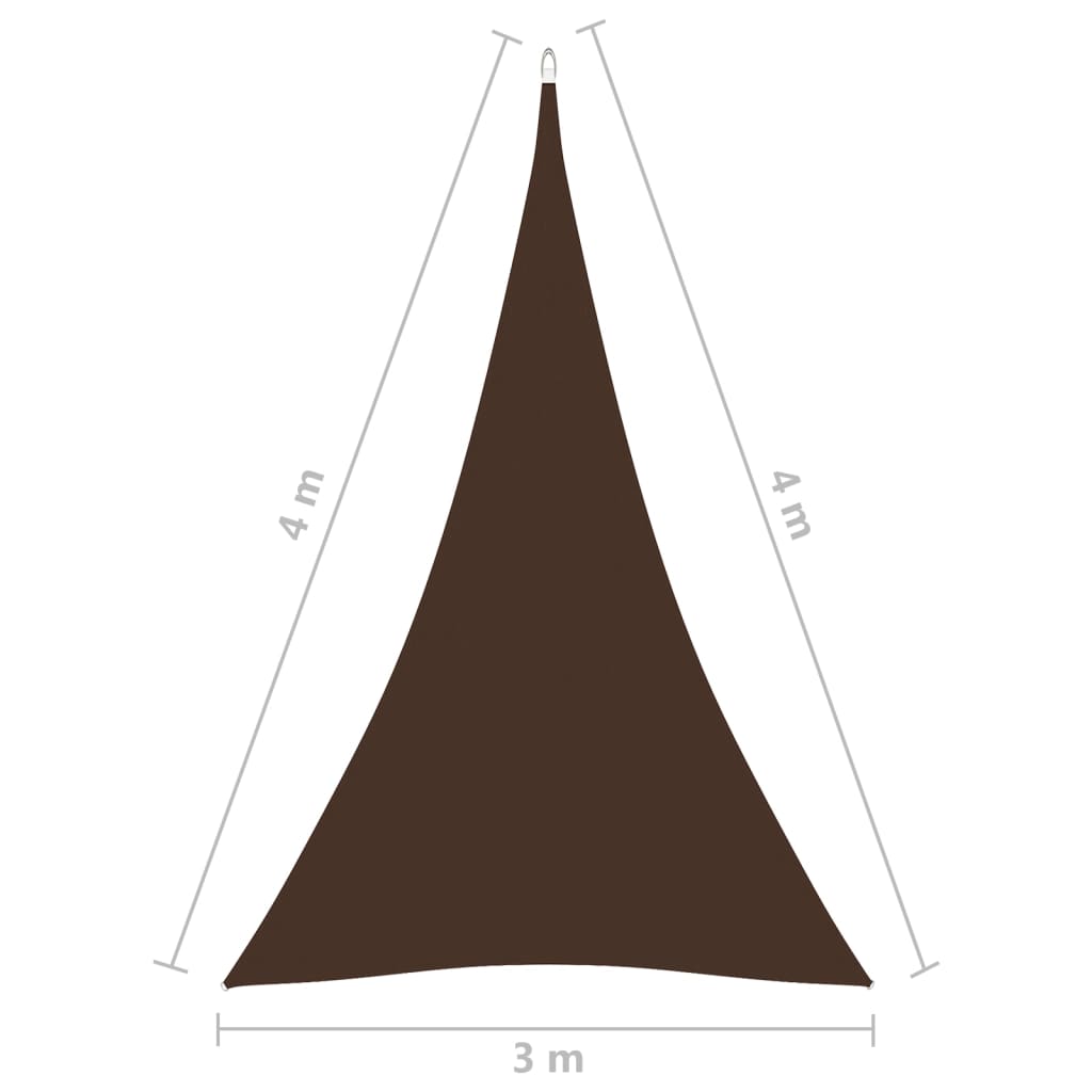 vidaXL Para-sol estilo vela tecido oxford triangular 3x4x4 m castanho