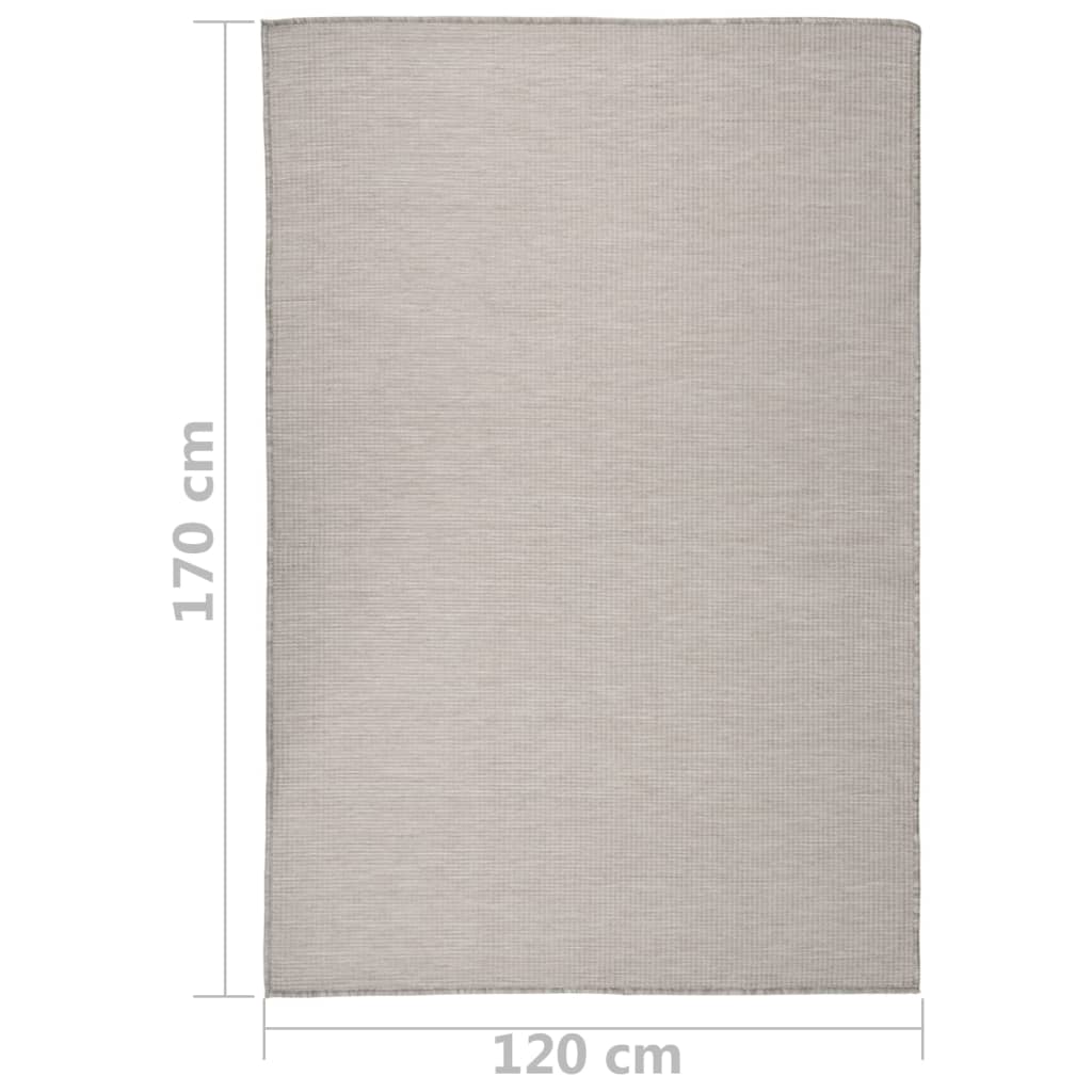 vidaXL Tapete de tecido plano p/ exterior 120x170 cm cinza-acastanhado