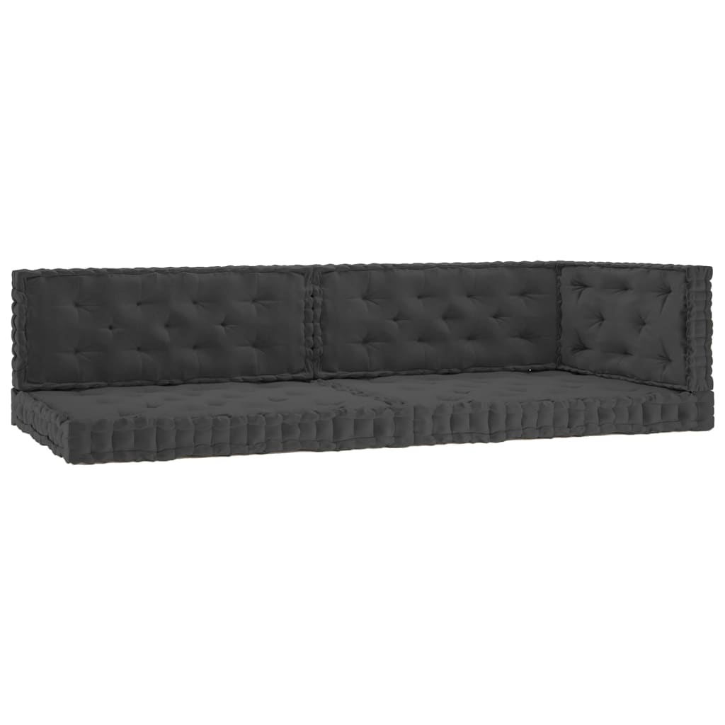 vidaXL Almofadões para sofá de paletes 5 pcs algodão antracite