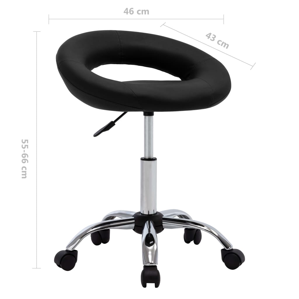 vidaXL Cadeira de trabalho com rodas couro artificial preto