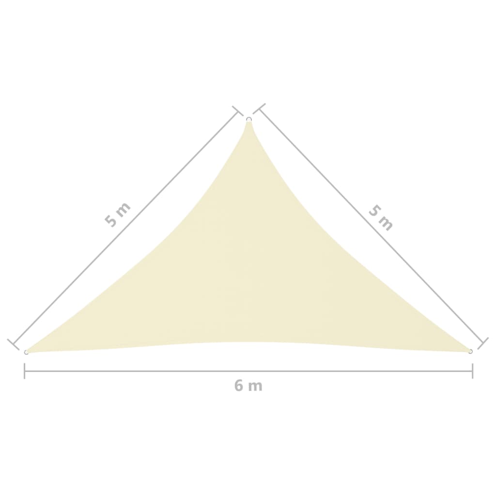 vidaXL Para-sol estilo vela em tecido oxford triangular 5x5x6 m creme