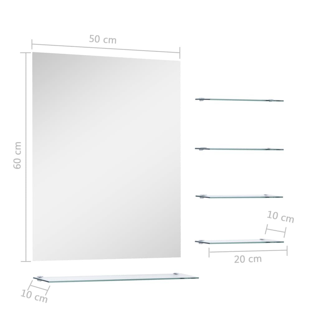 vidaXL Espelho de parede com 5 prateleiras 50x60 cm prateado