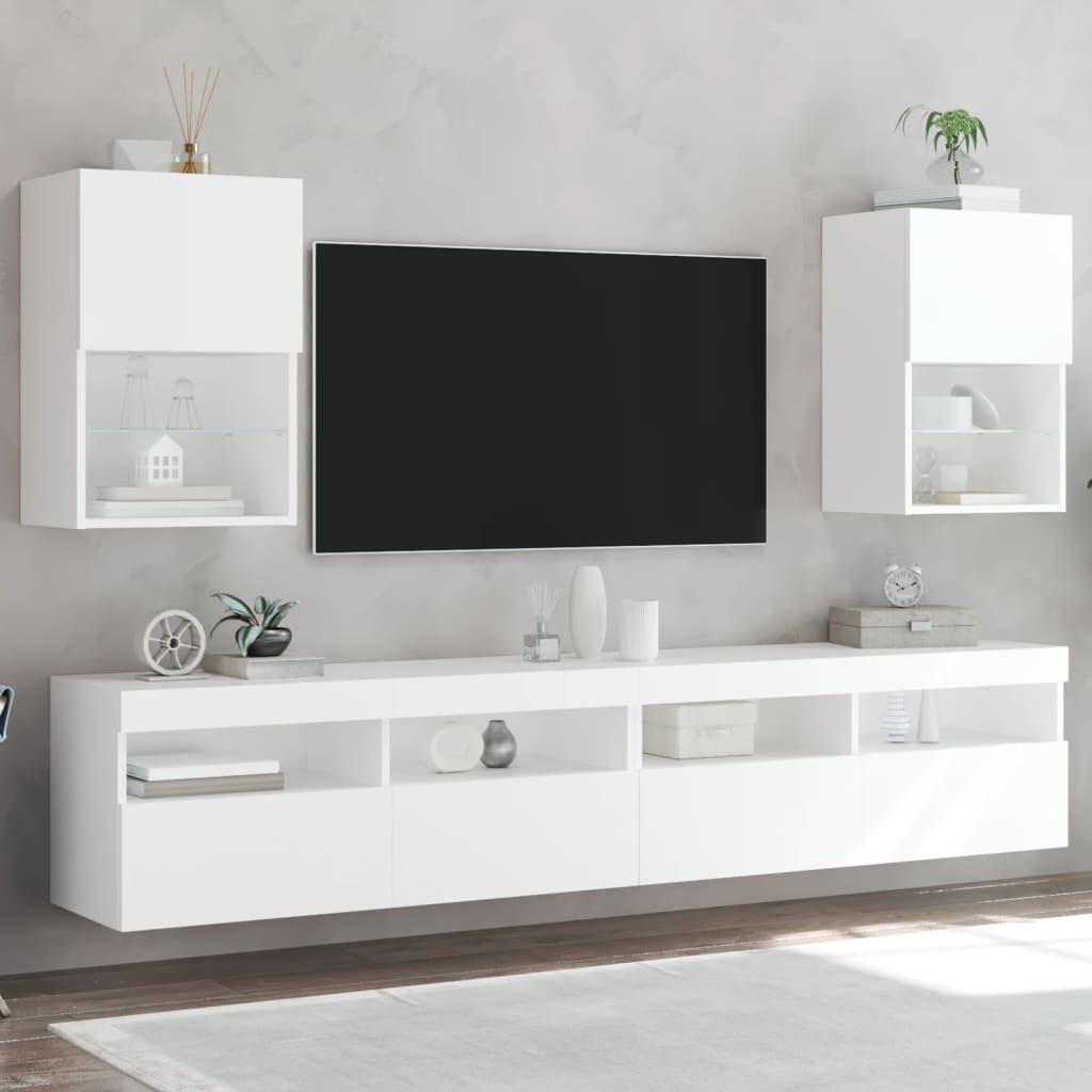 vidaXL Móveis de TV com luzes LED 2 pcs 40,5x30x60 cm branco